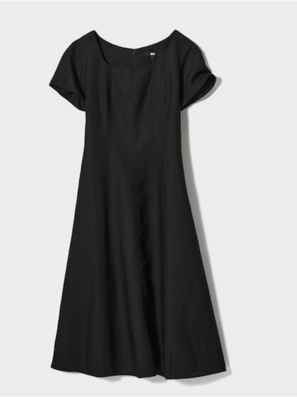 Uniqlo Black Midi Scoop-Neck A-Line Dress